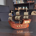 سفينة القراصنة خشبية تزيين المنزل مع ضوء LED